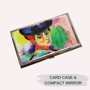 💐3 for $25💐 Business Card Holder Case Compact Mirror with Art Print